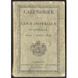 1814 printed (262 page) booklet 'Calendrier de la Cour Imperiale de Bordeaux', (calendar of the