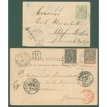 INDO-CHINA 1900 registered PPC of 'Ruines D'Angkov' addressed to France franked 10c & 25c Tablet