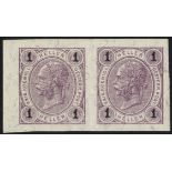 1899-1902 New Currency without varnish bars in mauve, fine M, Imperf pair with large margins, SG.