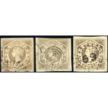 1854-59 6d - three shades, each with wmk '8,' two upright wmks, other sideways, SG.96a, ab, all with