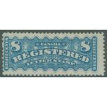 1875-92 8c bright blue Registration stamp, fresh M with large part o.g, centred well to left, SG.R8.