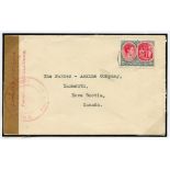 1941 (15 Mar) envelope to Canada, franked at 2d, showing brown sealing tape at left tied by circular