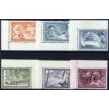 1951 Reconstruction Issue set, each UM corner marginals, SG.692/7. Cat. £275. (6)