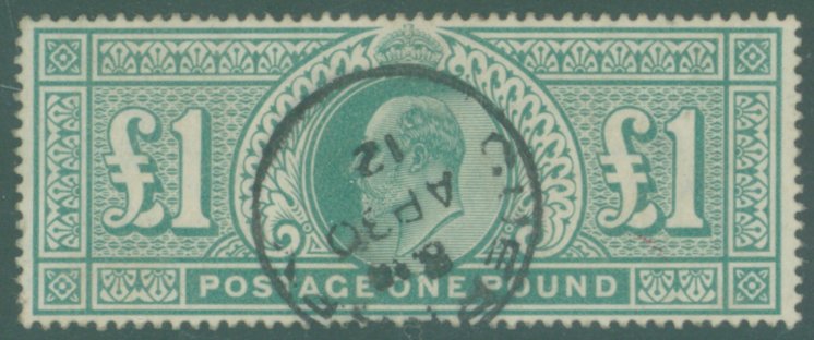 1911 £1 deep green, VFU with Guernsey Ap.30.12 c.d.s, SG.320.