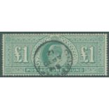 1911 £1 deep green, VFU with Guernsey Ap.30.12 c.d.s, SG.320.