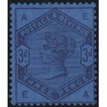 1883-84 3d purple on blue (lilac & green) colour trial (SG.191), fine o.g. (1) Cat. £550