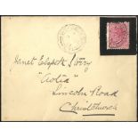 1901 Jan 22nd 'CH'CH JUBILEE EXH' cancel on 1d second sideface in a black square with another