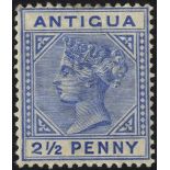1884-87 CCA 2½d ultramarine with large '2' in '2½' with slanting foot, large part o.g. SG27a.