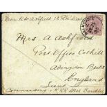 1895 Campaign cover, franked 1a, tied Dalhousie c.d.s. to England, officer countersigned, written by