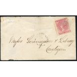 1872 locally sent cover to Cardigan from Charlotte-Town (JA 7) with a 3c rose lightly tied by a