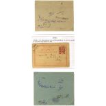 1913 postal stationery 6c on 5c rose card to Paris cancelled Astara c.d.s, 1924 stampless envelope