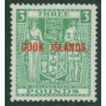 1936-44 single wmk, Wiggins Teape paper, £3 green, fresh UM, very scarce, SG.123b. Cat. £450. (1)