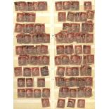 1864-79 1d red Plates duplicated range in a stock book from Pl.71-220, also 1870 ½d Bantams