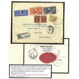1935 registered airmail cover from Manchester to Buenos Aires, Argentina, franked 5s & 10s Re-