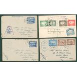 1937 ½a, 9p, 1a, 2a & 2½a together on a reg cover to London, tied Aden double ring d/stamps, 1941-42