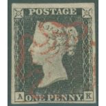 Plate 1a AK, good to huge margins, very fine red MC. (1)