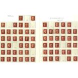 1864-79 1d red Plates (138 different from 72 to 224), only 14 short of a complete set, good to