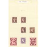 1885-99 small M & U range on leaves incl. 1885-93 4d M (2) & U (2), 6d M, 5s M (2), 1893-94 5d on 6d