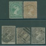 1878-79 no wmk 4d grey black (3), fair used singles, 6d M (signed) & 1s U - crease, SG.2/4. Cat. £