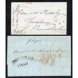1840 folded letter to Cadiz with a Type 2 GIBRALTAR PAID h/stamp in black and a red manuscript '6'