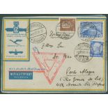 1933 Chicago flight envelope to Porto Alegre franked 25pf, 50pf & 20rm, Chicago Zeppelin cancelled