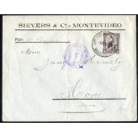 1901 commercial envelope to France with 10c stamp ex Montevideo & ship's violet cachet VENEZUELA/