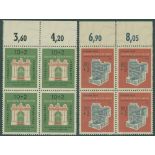 1953 Philatelic Exhib set in top marginal UM blocks of four, SG.1097/8. Cat. £272. (8)