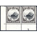 1941 4d Mitre Peak Line Perf 14, L/L corner marginal Plate number pair, UM, SG.583c. (2)