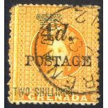 1888-91 4d on 2s orange, Type 16 Surch with 4mm space, variety first 'S' in 'Shilling' inverted,