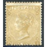 1867 9d straw, fine unused example, centred low, a couple of pulled perfs. Scarce. SG.110, Cat. £2,