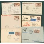 1931 Egypt six covers or cards with Zeppelin P.P.C bearing Cairo arrival of 11.Ap.31 franked