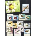 INSECTS on stamps collection of FDC's in album approx. 70, plus a large quantity of stamps in a