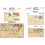 QV - KEVII cover miscellany incl. stationery, fiscals on receipts, foreign mail, cancellation