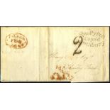 LONDON 1801-38 Album of stampless covers to or from or through London, all are fully transcribed and