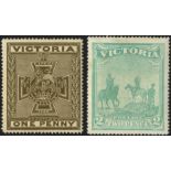 1900 Anglo-Boer War Patriotic Fund set, fine M, 1d (15) - toned gum, SG.374/5. (2) Cat. £460