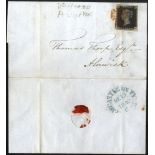 1840 Dec 13th entire from Wallsend to Alnwick, franked Pl.2 EH, huge margined example showing