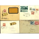 1933-34 covers (4) franked 1933 Ski Championship Fund 12g + 30g SG.699 & 701, another cover