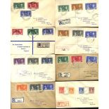 1937 Coronation FDC's (48) incl. 19 registered, noted Newfoundland set of 3 & set of 11, S. W.