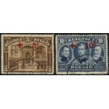 1918 Red Cross Fund 5f + 5f brown & 10f + 10f dull blue, both VFU. SG.234/5 latter with BPA Cert.