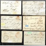 FREE FRANK FRONTS used in January 1840 (6) dated 1st, 3rd (2) incl. flat topped '3', 4th, 6th & 7th,