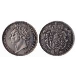 1821 sixpence, practically mint state with some delicate light-blue toning. S3813.