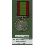 Afghanistan Medal, to 351 Pte.W.Brown 1/5th Fus. Rs (1st Northumberland Fusiliers) plus photocopy of