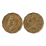 1949 brass threepence, almost BU, the reverse has a couple of tiny unobtrusive spots close to the