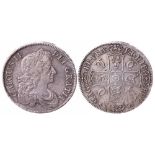 1677 crown, V.NONO, third bust, GVF with strong hair-detail, the reverse showing a few original