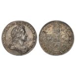 1723 shilling, SSC, second bust, choice GEF, toned with minor haymarks. Very rare in this condition.