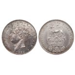 1828 sixpence, A/UNC with the obverse quite prooflike under a light tone. A scarce date. S3815.