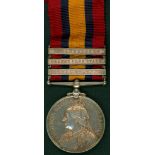 Queen's South Africa Medal, clasps Cape Colony, O.F.S. & Johannesburg to 7958 Pte. J.Barker, E.Lancs