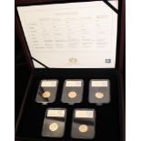1989-2017 Proof Sovereign Collection of five coins each in slab display & together cased (Ex.
