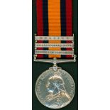 Queen's South Africa Medal, clasps Defence of Ladysmith, O.F.S & Belfast to 4116 Pte. G.Barratt 5/