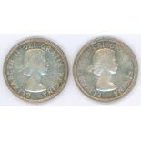 Canada - 1954 & 1955 silver dollars, UNC & probably MS63. (2)
